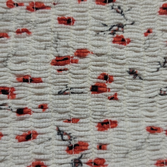 Melloday White Red Floral Peplum Blouse Short Top sz M GUC - Picture 4 of 8